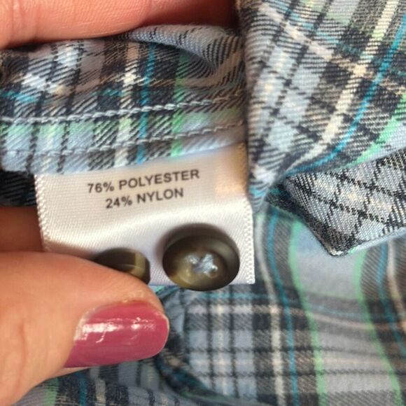 Peter Millar Shirt Mens Medium Crown Sport Plaid Button Preppy Casual Poly Blend - Picture 7 of 8